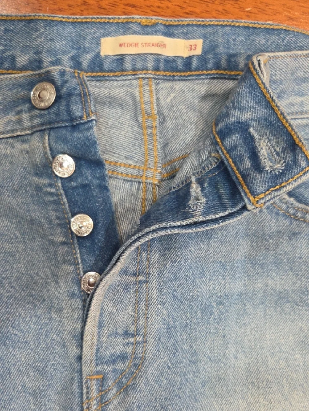 Levi's Light Blue Distressed Straight-Leg Jeans - Picture 2 of 9